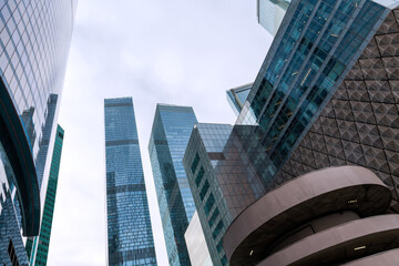 Wall Mural - Modern business buildings. The exterior of the building is made of metal and glass. Moscow.