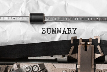 Poster - Text Summary typed on retro typewriter