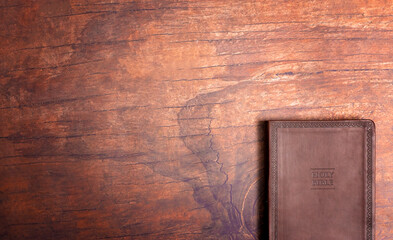 Wall Mural - A Personal Bible Study on a Distressed Red Wood Table