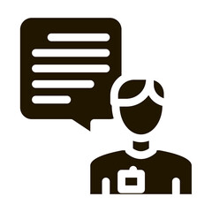 Poster - Male Worker Talk Icon Vector Glyph Illustration