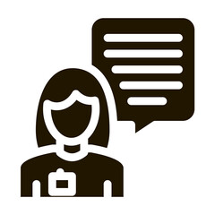 Poster - Female Worker Talk Vector Glyph Illustration