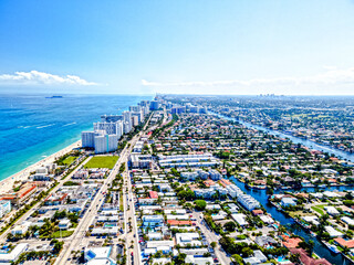 Wall Mural - Aerial Drone of Fort Lauderdale Beach,  Florida 
