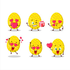 Poster - Yellow easter egg cartoon character with love cute emoticon