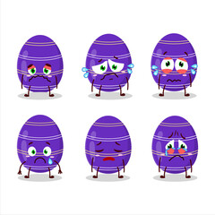 Canvas Print - Dark purple easter egg cartoon character with sad expression