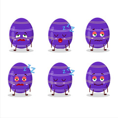 Cartoon character of dark purple easter egg with sleepy expression