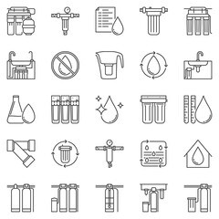 Poster - Water Treatment outline icons - vector filter vector signs