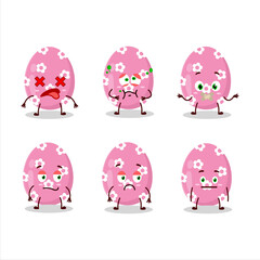 Wall Mural - Pink easter egg cartoon character with nope expression