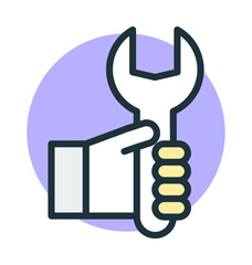 Hand with Wrench Colored Vector Icon