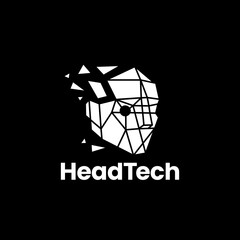 human head technology geometric polygonal logo vector icon illustration