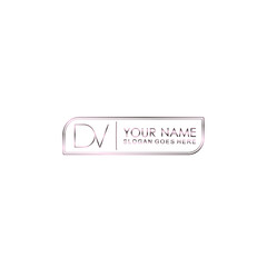 DV Initials handwritten minimalistic logo template vector