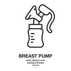 Wall Mural - breast pump editable stroke outline icon isolated on white background vector illustration. pixel per