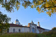 St. George's Monastery.Veliky Novgorod, Russia.Autumn view through the autumn foliage of trees