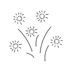 Wall Mural - Fireworks is isolated on a white background. Fireworks during the holiday. Doodle style. Vector hand drawn illustration.