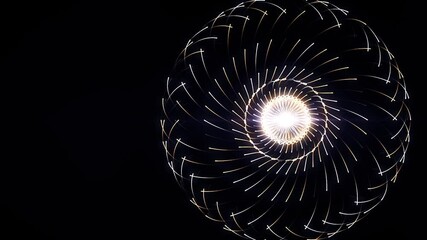 Poster - Abstract core spreading energy around it on black background, seamless loop. Animation. Impulses flying around shining sphere.