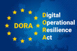 © dmutrojarmolinua - DORA - digital operational resilience act. EU map and flag. Vector illustration background