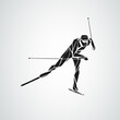 Cross country skiing. Creative silhouette of the skier. Vector