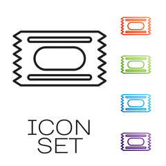 Sticker - Black line Circus ticket icon isolated on white background. Amusement park. Set icons colorful. Vector