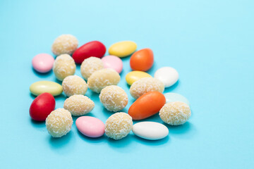 various sweets on bright background