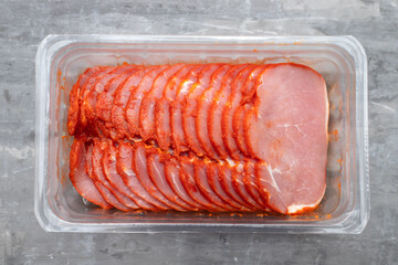 Sticker - marinated and slices raw meat in white dish