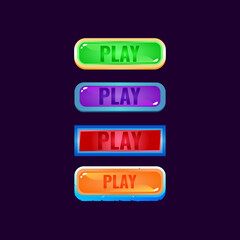 Wall Mural - set of game ui colorful jelly button with funny casual border for gui asset elements vector illustra