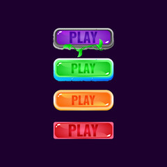 Wall Mural - set of game ui colorful jelly button with golden and other border for gui asset elements vector illu