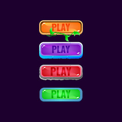 Wall Mural - set of game ui colorful jelly button with ice and funny border for gui asset elements vector illustr