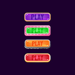 Wall Mural - set of game ui colorful jelly button with various funny border for gui asset elements vector illustr