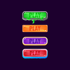 Wall Mural - set of game ui colorful jelly button with various casual border for gui asset elements vector illust
