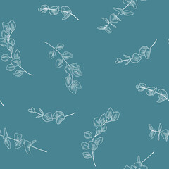 Wall Mural - Seamless pattern with hand drawn eucalyptus branches