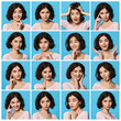 Collage of woman with different facial expressions