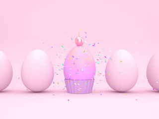 Poster - Easter eggs decoration background. 3d rendering.