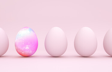 Poster - Easter eggs decoration background. 3d rendering.