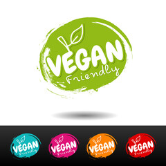 Wall Mural - Set of vegan food badges. Vegan friendly.