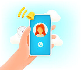 Poster - incoming call. Cute 3d style illustration