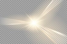 Light Flare Special Effect With Rays Of Light And Magic Sparkles. Glow Transparent Vector Light Effect Set, Explosion, Glitter, Spark, Sun Flash.