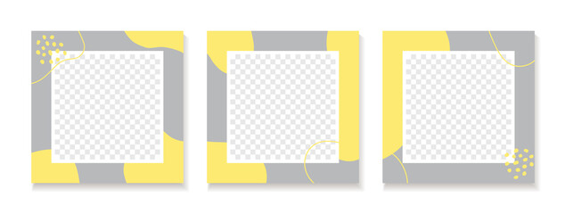 Wall Mural - abstract organic yellow gray backgrounds for instagram, social media posts. set of vector trendy squ