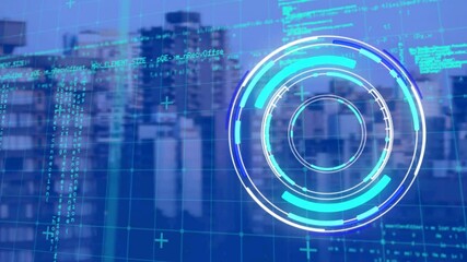 Poster - Animation of scope scanning and data processing over cityscape