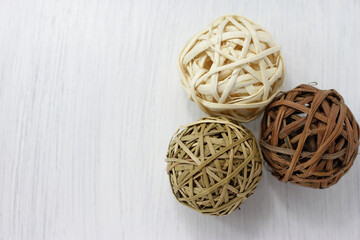 Dried rattan balls, natural decoration for home interior, wooden rustic decor 