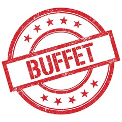 BUFFET text written on red vintage stamp.