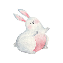 cute easter bunny, cute baby watercolor illustration