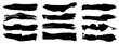 © high_resolution - Vector collection of artistic grungy black paint hand made creative brush stroke set isolated on banner background. A group of abstract grunge sketches for design education or graphic art decoration