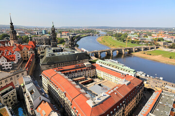 The ancient city of Dresden - aerial view. Saxony, Germany, Europe.