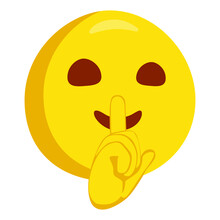 Shushing Face Emoji Icon Illustration. Quiet Finger Covering Closed Lips Vector Symbol Emoticon Design Doodle Vector.