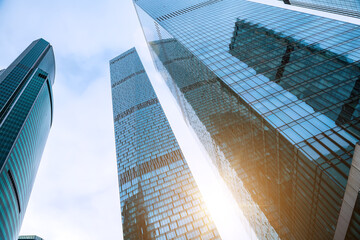 Wall Mural - Modern business buildings. The exterior of the building is made of metal and glass. Moscow.