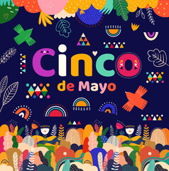 Wall Mural - Colourful design for Mexican holiday Chinco de Mayo
