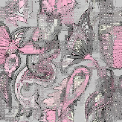 Fototapete - Vector image with imitation of grunge datamoshing texture.