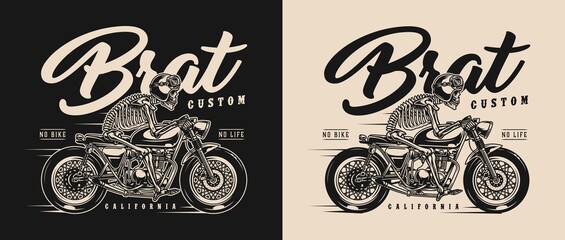 Canvas Print - Brat style motorcycle vintage label