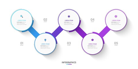Wall Mural - vector infographic label design template with icons and 5 options or steps. can be used for process 