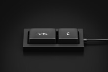 Ctrl C Shortcut Button And Copy Or Plagiarism Keyboard Concept Of Control Keypad Background. 3D Rendering.