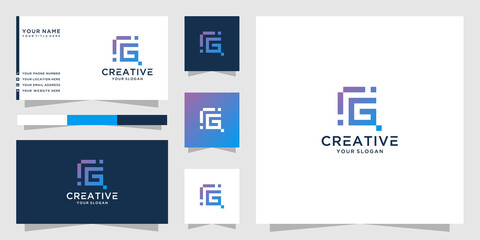 Letter g tech logo and business card template